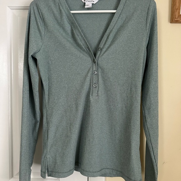 Athleta size S Henley ribbed top - Picture 2 of 6